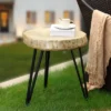 LuxenHome Natural Faux Wood Top With Black Metal Legs Side Table -Garden GUEST b74e171d 1d86 4293 a1d3 f2eea945a2db