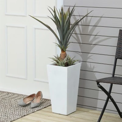 LuxenHome Square Tapered 18.5" H House Planters, Indoor & Outdoor White 16 LuxenHome Square Tapered 18.5" H House Planters, Indoor & Outdoor White - Image 14