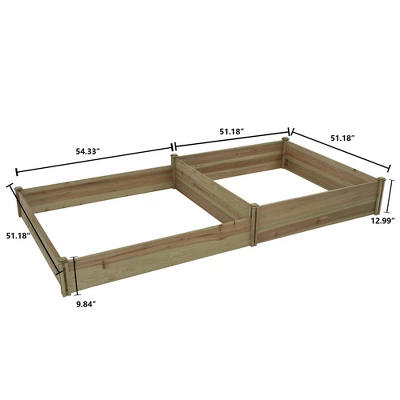 LuxenHome All Wood Two Sections Outdoor Raised Garden Bed Brown 5 LuxenHome All Wood Two Sections Outdoor Raised Garden Bed Brown - Image 3