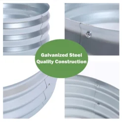 LuxenHome 2ft Round Galvanized Metal Raised Garden Bed Planter -Garden GUEST b827b7de 5287 4912 9366 9867f0757d23