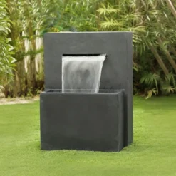 LuxenHome 32" H Resin Modern Waterfall Outdoor Fountain With Planter, Outdoor Water Fountain Indoor And Outdoor Use Gray 12 LuxenHome 32" H Resin Modern Waterfall Outdoor Fountain With Planter, Outdoor Water Fountain Indoor And Outdoor Use Gray -Garden GUEST b8375d70 0914 40f9 91e1 dd9537a3a014
