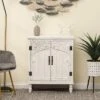 LuxenHome Farmhouse White Wood 2-Door Accent Storage Cabinet. -Garden GUEST b8e6ed51 f218 4c32 a554 1ed4d5ebe25a