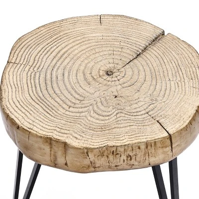 LuxenHome Natural Faux Wood Top With Black Metal Legs Side Table 8 LuxenHome Natural Faux Wood Top With Black Metal Legs Side Table - Image 6