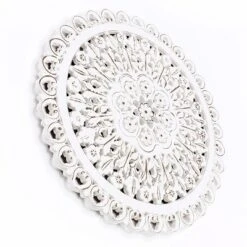 LuxenHome White Wood Flower 23.86" Round Wall Decor Home Decor Interior Design -Garden GUEST b9b2910a 2314 474d be94 717b355a82f7
