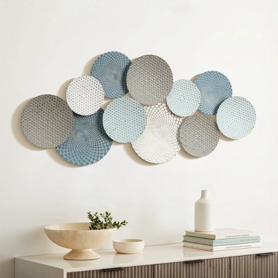 LuxenHome Metal Wall Art 47-Inch Large Wall Decor Hanging Sculptures Distressed Multi-Color Pastels Metal Accent Artwork Decorations Multicolored 2 LuxenHome Metal Wall Art 47-Inch Large Wall Decor Hanging Sculptures Distressed Multi-Color Pastels Metal Accent Artwork Decorations Multicolored