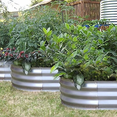 LuxenHome 6ft X 3ft Oval Galvanized Steel Raised Garden Bed Planter 4 LuxenHome 6ft X 3ft Oval Galvanized Steel Raised Garden Bed Planter - Image 2