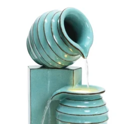 LuxenHome 30" Tall Aqua Blue Outdoor Water Fountain With LED Lights, Cascading Resin Garden Fountain With Ceramic Like Glaze 14 LuxenHome 30" Tall Aqua Blue Outdoor Water Fountain With LED Lights, Cascading Resin Garden Fountain With Ceramic Like Glaze -Garden GUEST ba3f8b2b aedb 4cde 898f 0feaa7ef8677