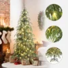 LuxenHome 6.5Ft Pre-Lit Slim Artificial Cedar Christmas Tree With Metal Stand Green -Garden GUEST bb3d35e4 3c67 4fe1 b9c0 14609e2bdeab