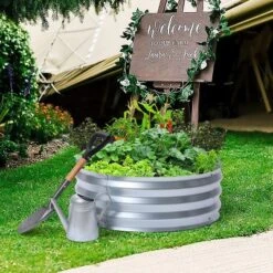 LuxenHome 3ft Round Galvanized Metal Raised Garden Bed Planter -Garden GUEST bbf835b5 c056 472c b00a 24fa702c4c0a