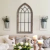 LuxenHome Rustic Wood And Black Metal Arched Window Wall Decor -Garden GUEST bd388128 0429 4c95 86c9 655494615053
