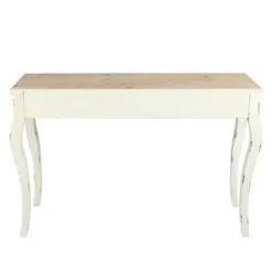 LuxenHome Victorian Off White And Natural Wood Console And Entry Table -Garden GUEST bd5c5e93 5c23 4ae6 b4fa 754b49ea849f