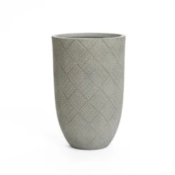 LuxenHome Gray Glen Pattern MgO Round Planter, Indoor And Outdoor 18 LuxenHome Gray Glen Pattern MgO Round Planter, Indoor And Outdoor -Garden GUEST bdbd3100 c5a2 44fd a5a1 2c9f44e124e5