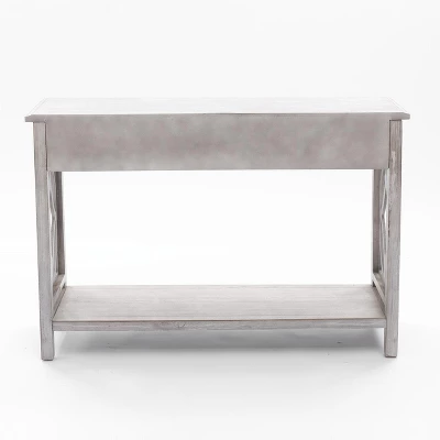 LuxenHome Gray Wood 2-Drawer 1-Shelf Console And Entryway Table 4 LuxenHome Gray Wood 2-Drawer 1-Shelf Console And Entryway Table - Image 2