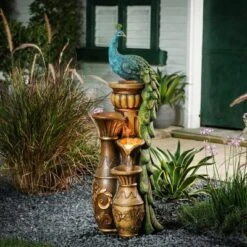 LuxenHome Peacock And Urns Resin Outdoor Fountain With LED Lights 8 LuxenHome Peacock And Urns Resin Outdoor Fountain With LED Lights -Garden GUEST c1c36ad0 3c0b 4b57 913d 457e23723413