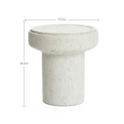 LuxenHome Off White MgO Round 18.5-Inch Tall Side Table, Indoor And Outdoor Off-White -Garden GUEST c20969aa ba11 4472 94e3 52fc49221d84