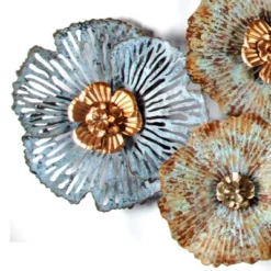 LuxenHome Multi-Color Distressed Flower Metal Wall Decor -Garden GUEST c2216ce6 0a70 4946 8180 ec46bd6aded8