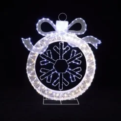 LuxenHome 3Ft Lighted Ornament & Snowflake Wreath, Silver & White Outdoor Christmas Decoration 18 LuxenHome 3Ft Lighted Ornament & Snowflake Wreath, Silver & White Outdoor Christmas Decoration -Garden GUEST c37ed237 fb5d 44da 9306 9c2405180ccc