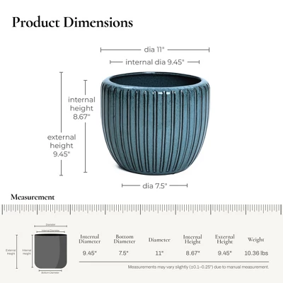 LuxenHome 11" Dia Ceramic Pot For Indoor Plants Large Outdoor Plant Pot Modern Decorative Glazed Flower Pot Round Planter Pot 4 LuxenHome 11" Dia Ceramic Pot For Indoor Plants Large Outdoor Plant Pot Modern Decorative Glazed Flower Pot Round Planter Pot - Image 2