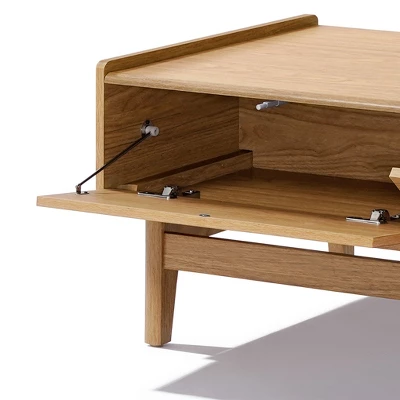 LuxenHome Mid-Century Modern Coffee Table With Storage, 47" Summer Oak Wood Rectangular Accent Center Table For Living Room, Home & Office Brown 9 LuxenHome Mid-Century Modern Coffee Table With Storage, 47" Summer Oak Wood Rectangular Accent Center Table For Living Room, Home & Office Brown - Image 7