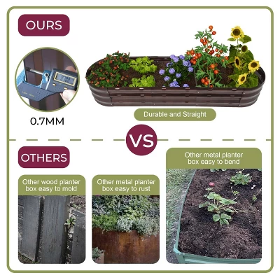 LuxenHome 5.5-Ft Oval Brown Metal Raised Garden Bed Planter 5 LuxenHome 5.5-Ft Oval Brown Metal Raised Garden Bed Planter - Image 3