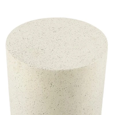 LuxenHome White And Speckled Gray Cement Round Indoor Outdoor Side Table 12 LuxenHome White And Speckled Gray Cement Round Indoor Outdoor Side Table - Image 10