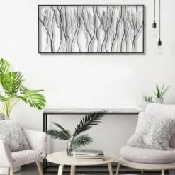 LuxenHome Black Abstract Trees Rectangular Metal Wall Decor -Garden GUEST c62e6fa7 97d9 4767 b7e7 489b26762bb4