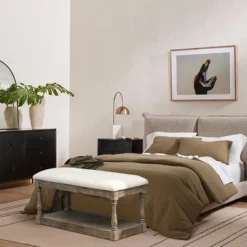 LuxenHome Upholstered Beige Linen Entryway And Bedroom Bench. 17 LuxenHome Upholstered Beige Linen Entryway And Bedroom Bench. -Garden GUEST c653d3ba 38ea 45e9 a1bd 078c675a30a2