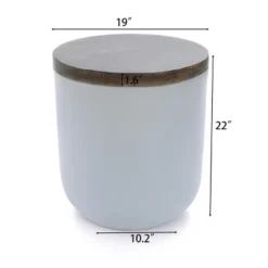LuxenHome Gray And Brown MgO Round Side Table -Garden GUEST c65d8bb2 7de6 4dd1 b902 0cb026552dbb