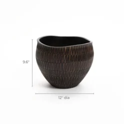 LuxenHome Brown With Black V-Pattern Polyresin 12-Inch Round Planter 16 LuxenHome Brown With Black V-Pattern Polyresin 12-Inch Round Planter -Garden GUEST c7711e6f 44b8 4a01 b373 33cb6cb82159