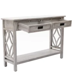 LuxenHome Gray Wood 2-Drawer 1-Shelf Console And Entryway Table 27 LuxenHome Gray Wood 2-Drawer 1-Shelf Console And Entryway Table -Garden GUEST c7f49a02 5fc5 4017 8f95 ab7e160da4bd