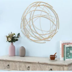 LuxenHome Gold Metal Abstract Swirl Round Wall Decor -Garden GUEST c8c87338 f617 4430 840b c8f078f75fbc