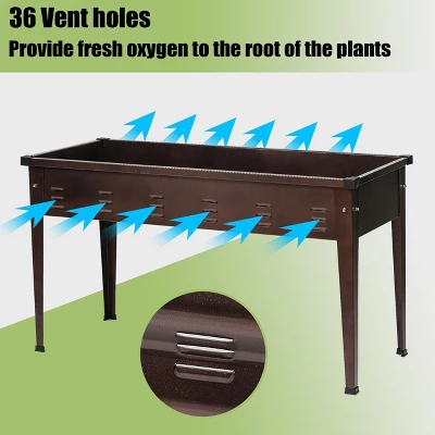 LuxenHome 50" W Brown Metal Rectangular Raised Garden Planter 13 LuxenHome 50" W Brown Metal Rectangular Raised Garden Planter - Image 11