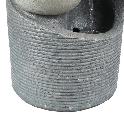 LuxenHome Modern Gray Cement Tiered Bowls Outdoor Fountain With Lights 11 LuxenHome Modern Gray Cement Tiered Bowls Outdoor Fountain With Lights - Image 9