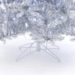 LuxenHome 7.5Ft Silver Christmas Tree With Cool White Lights, Full Pre-Lit Indoor/Outdoor Decor -Garden GUEST c957dfc5 057c 4988 a3bc c7d7110e8284
