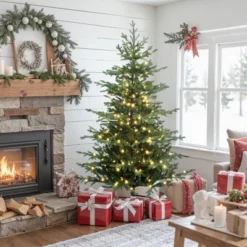 LuxenHome 6Ft Pre-Lit Artificial Fir Christmas Tree, Green Branches With Warm Lights & Metal Stand 17 LuxenHome 6Ft Pre-Lit Artificial Fir Christmas Tree, Green Branches With Warm Lights & Metal Stand -Garden GUEST c9d14276 49d8 4798 a0b1 e3580a6dc8fd