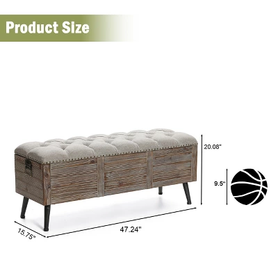 LuxenHome 47.2-Inch Wide Upholstered Wood Storage Bench. 12 LuxenHome 47.2-Inch Wide Upholstered Wood Storage Bench. - Image 10