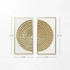 LuxenHome 2-Piece White & Distressed Gold Metal Wall Art Set, Modern Rustic Home Decor -Garden GUEST cb107ef6 6670 40f7 a205 84b0de385ea6