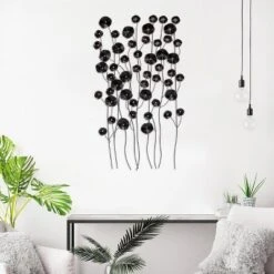 LuxenHome Black With Gold Flowers Abstract Metal Wall Art -Garden GUEST cb1cff3c 9d8a 4082 b6f4 38630074c004