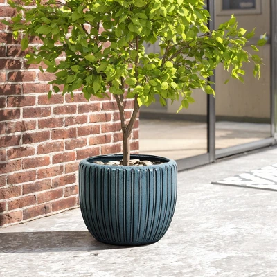 LuxenHome 11" Dia Ceramic Pot For Indoor Plants Large Outdoor Plant Pot Modern Decorative Glazed Flower Pot Round Planter Pot 5 LuxenHome 11" Dia Ceramic Pot For Indoor Plants Large Outdoor Plant Pot Modern Decorative Glazed Flower Pot Round Planter Pot - Image 3