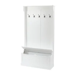 LuxenHome White MDF Hall Tree With Storage Bench -Garden GUEST ce0d66da 9d9f 4a38 95b0 07cf42bc5484