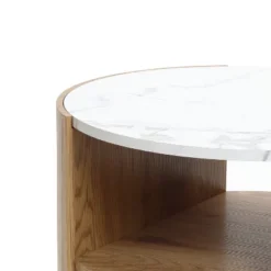 LuxenHome Natural Finish Manufactured Wood 23.6-Inch Round Coffee Table With Faux Marble Top Brown 18 LuxenHome Natural Finish Manufactured Wood 23.6-Inch Round Coffee Table With Faux Marble Top Brown -Garden GUEST ce4c0d01 8328 4b52 a771 908320ee5233