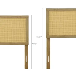 LuxenHome Natural Finish Rubberwood With Rattan Panel Headboard, Queen Brown -Garden GUEST ceaffac2 af55 40ca 9019 2da2e2556bba