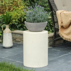 LuxenHome White And Speckled Gray Cement Round Indoor Outdoor Side Table 21 LuxenHome White And Speckled Gray Cement Round Indoor Outdoor Side Table -Garden GUEST cf1a6a2b 2a9b 41d4 8897 4e4d1f575a3f