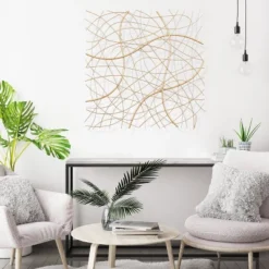 LuxenHome 26.4" Square Gold Abstract Metal Wall Decor -Garden GUEST d042d856 c223 43f6 ab7b 6dac6c622543