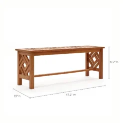 LuxenHome Carmel Solid Wood Outdoor Backless Dining Bench -Garden GUEST d09907e6 547b 4b41 bf37 d88614e7a176