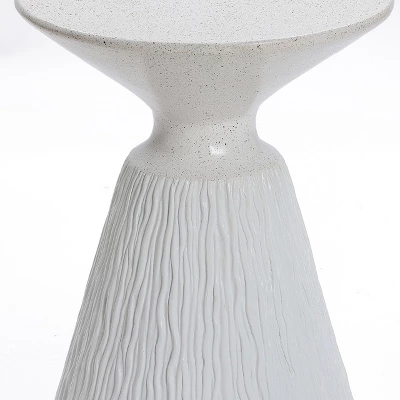 LuxenHome White And Speckled Gray MgO 15.75" Round Side Table 6 LuxenHome White And Speckled Gray MgO 15.75" Round Side Table - Image 4