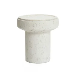 LuxenHome Off White MgO Round 18.5-Inch Tall Side Table, Indoor And Outdoor Off-White -Garden GUEST d16285f0 979f 4191 97b5 7f4512782dbf