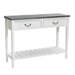 LuxenHome Farmhouse Distressed White Wood Console Table With Storage 24 LuxenHome Farmhouse Distressed White Wood Console Table With Storage -Garden GUEST d176235f c6c4 4980 a653 cbb154870276