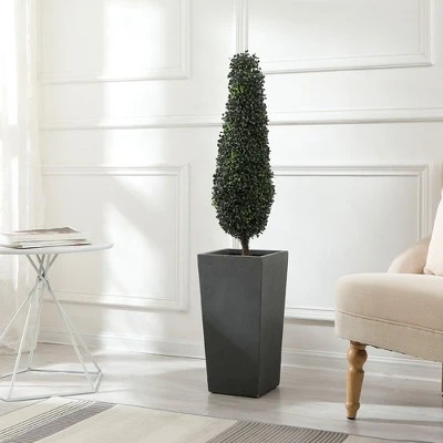 LuxenHome Square Tapered 18.5" H House Planters, Indoor & Outdoor Gray 5 LuxenHome Square Tapered 18.5" H House Planters, Indoor & Outdoor Gray - Image 3