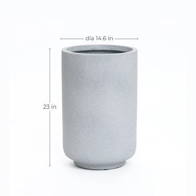LuxenHome Concrete-Look Planter – Gray Round MgO Pot With Drainage Hole 9 LuxenHome Concrete-Look Planter – Gray Round MgO Pot With Drainage Hole - Image 7